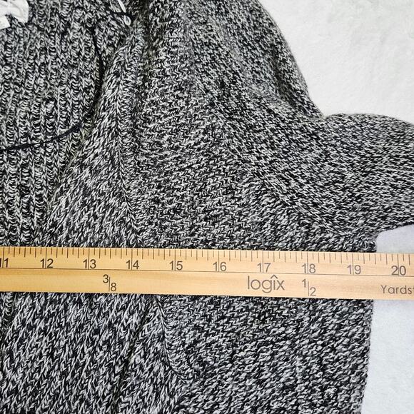 🦃 Lou & Grey Merino Wool Blend Draped Open Cardigan Black White Speckled Sm - Picture 5 of 7